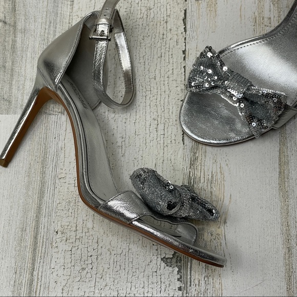 MICHAEL Michael Kors Shoes - MICHAEL Michael Kors open toe sandal heels with silver sequin bow - 6.5M